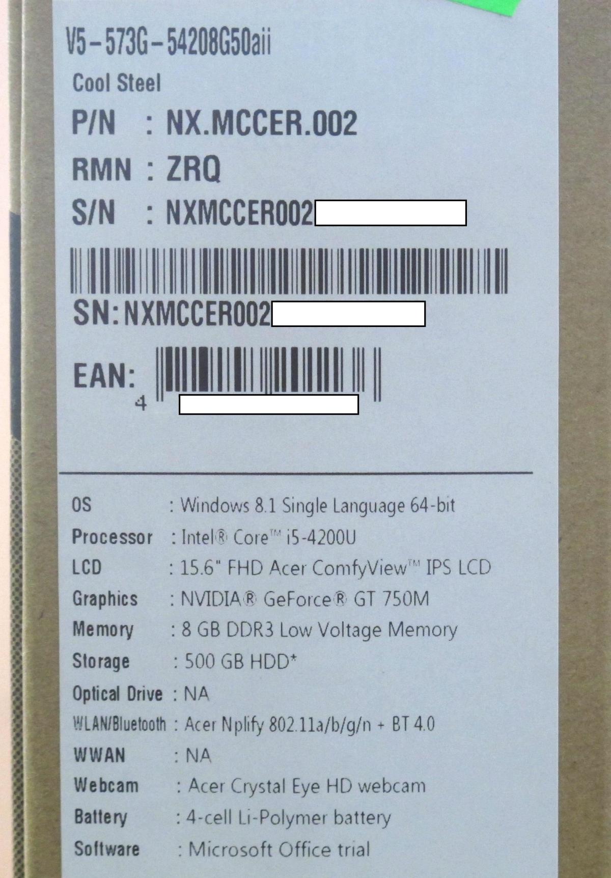 Ноутбук Acer Aspire V5