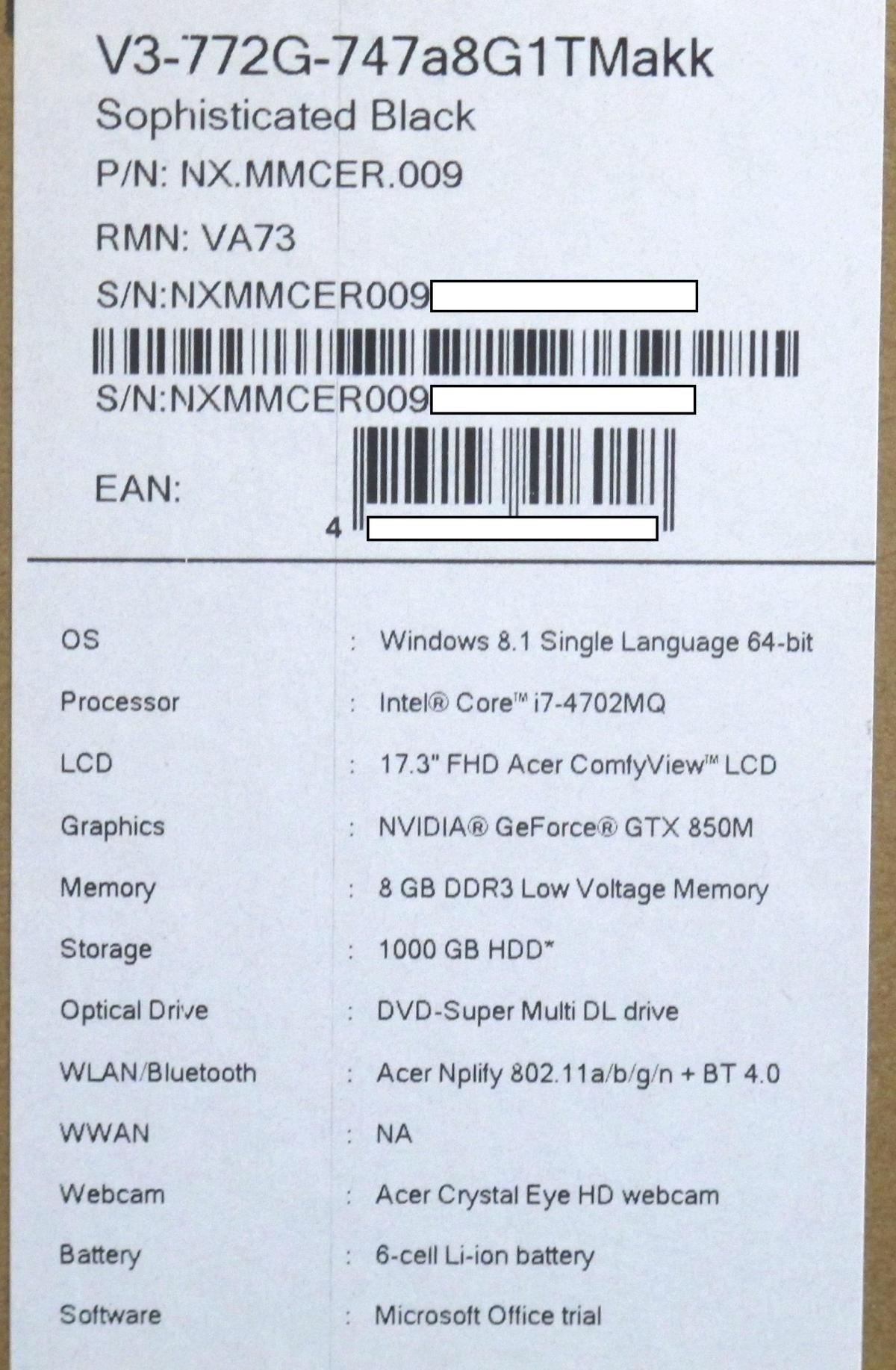 Ноутбук Acer Aspire V3